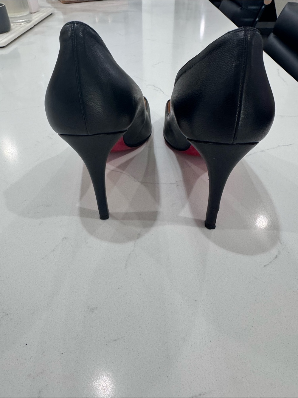 Christian Louboutin Black Leather Pointed Toe Pumps - Picture 2 of 4